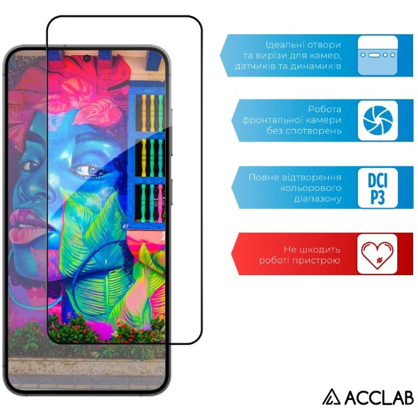 Фото - Защитное стекло для смартфона ACCLAB 9H for Samsung Galaxy S24 Plus Black (1283126591907)