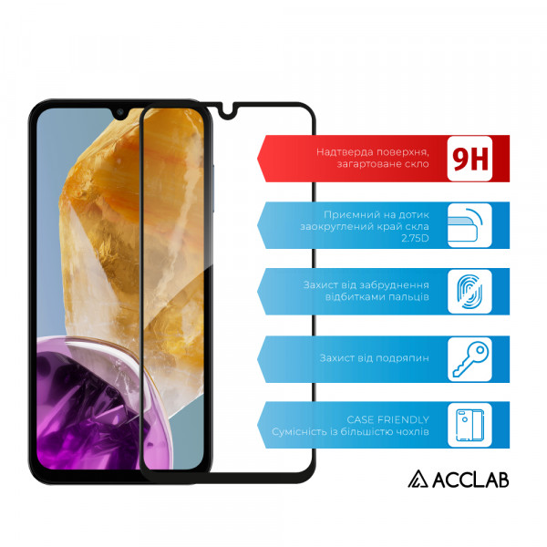 Фото - Защитное стекло для смартфона ACCLAB Full Glue for Samsung M15 Black (1283126591709)