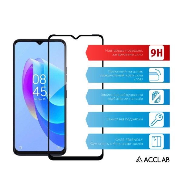 Фото - Защитное стекло для смартфона ACCLAB Full Glue for Tecno Spark 10C (1283126564888)