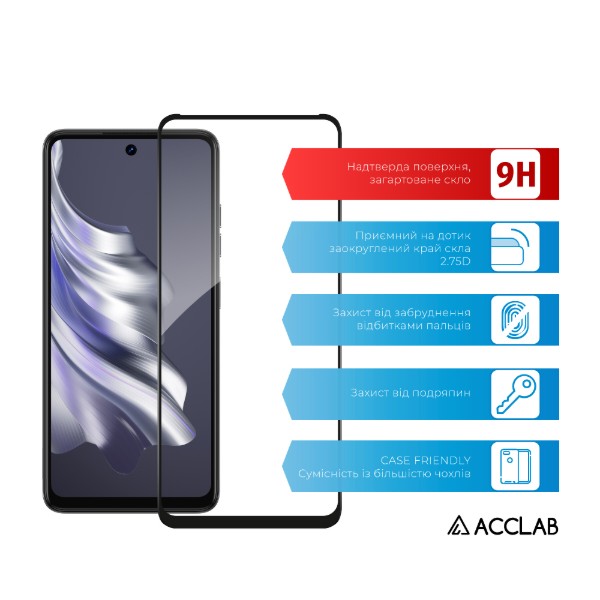 Фото - Защитное стекло для смартфона ACCLAB Full Glue for Tecno Spark 20 Black (1283126588976)