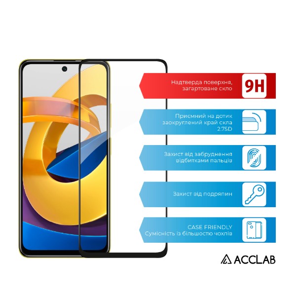 Фото - Защитное стекло для смартфона ACCLAB Full Glue for Xiaomi Poco M4 Pro 5G Black (1283126518959)