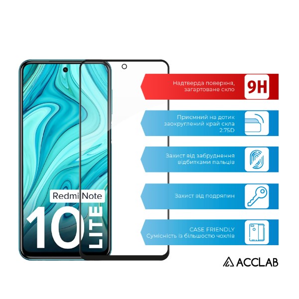 Фото - Захисне скло для смартфону ACCLAB Full Glue for Xiaomi Redmi Note 10 Lite Black (1283126517938)