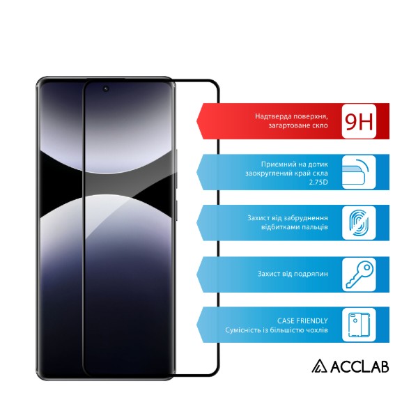 Фото - Захисне скло для смартфону ACCLAB 9H for Xiaomi Redmi Note 14 Pro 4G Black (1283126620607)
