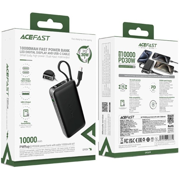 Фото - Батарея мобільна AceFast 10000mAh 30W PD USB-C (6974316283379)