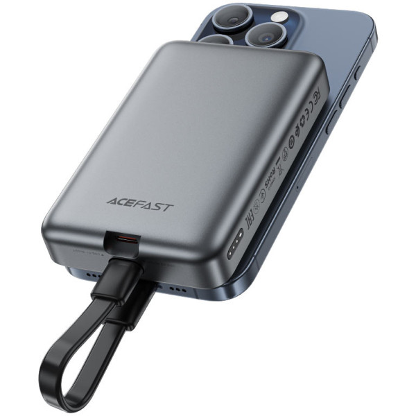Фото - Батарея мобільна AceFast M10-10000 PD30W magnetic wireless charging power bank with cable Black (6974316283300)