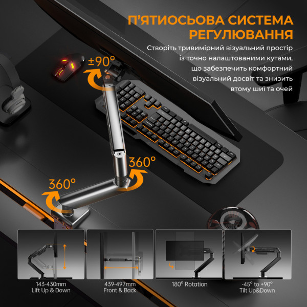 Фото - Крепление настольное Anda Seat Stealth II 17''-32'' Orange (AD-W-A6D-1S-BO)