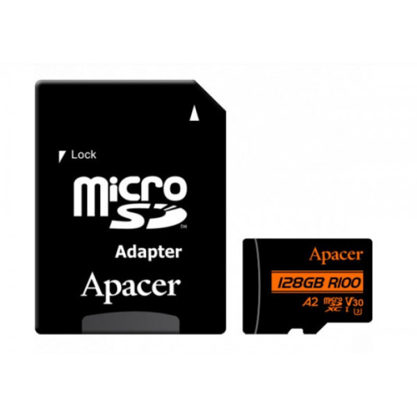 Фото - Карта пам'яті Apacer microSDXC 128GB UHS-I/U3 Class 10 (AP128GMCSX10U8-R) + SD адаптер