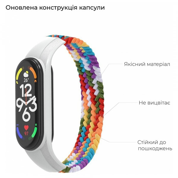 Фото - Ремінець для фітнес-браслету Armorstandart Braided Solo Loop for Xiaomi Mi Band 7/6/5/4 Pride Edition size M (ARM64940)
