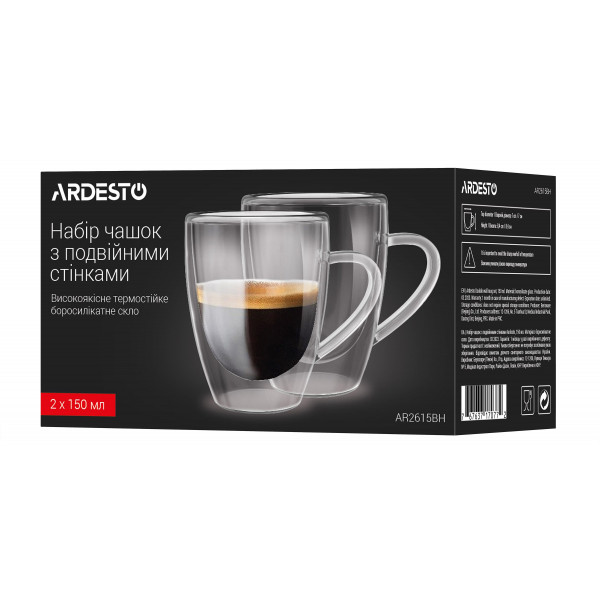 Фото - Набор чашек с двойными стенками Ardesto 150 мл 2 шт. (AR2615BH)