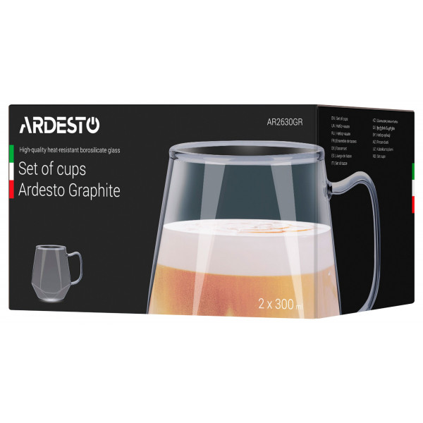 Фото - Уценка - Набор чашек Ardesto 300 мл 2 шт. Graphite (AR2630GR)