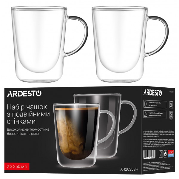 Фото - Набор чашек с двойными стенками ARDESTO 350 мл 2 шт. (AR2635BH)