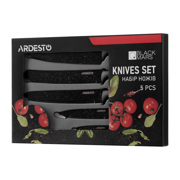 Фото - Набор ножей Ardesto Black Mars  5 пр. (AR2105BR)