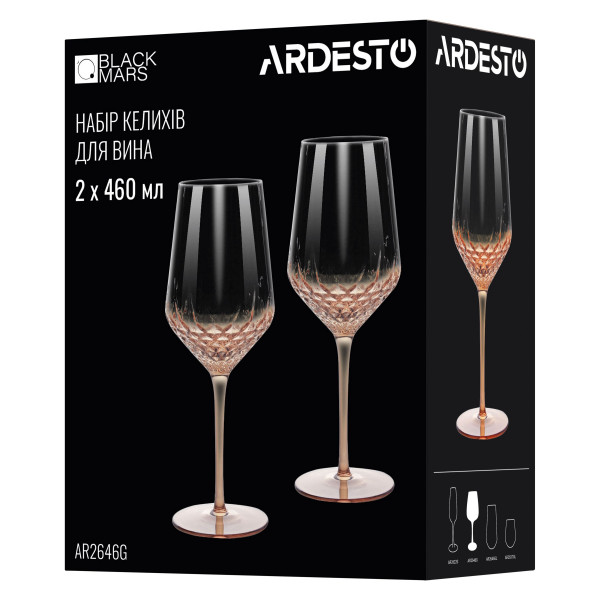 Фото - Набір келихів Ardesto Black Mars Favola 460 мл 2 шт. (AR2646G)