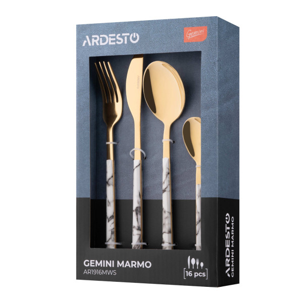 Фото - Набор столовых приборов Ardesto Gemini Marmo 16 пр. (AR1916MWS)