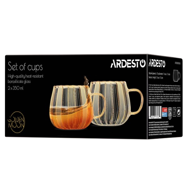 Фото - Набір чашок ARDESTO Golden Moon 350 мл 2 шт. (AR2635BGG)