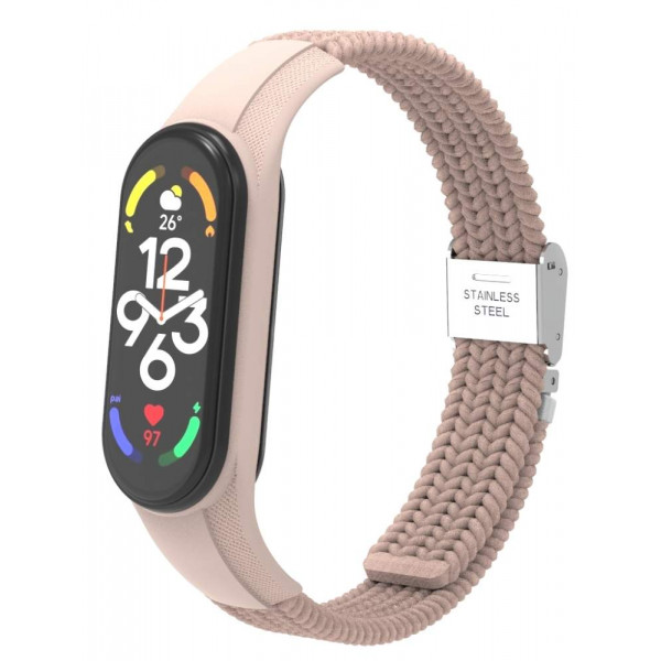 Фото - Ремінець для фітнес-браслету Armorstandart Braided Solo Loop for Xiaomi Mi Band 7/6/5/4 Pink Sand (ARM69906)
