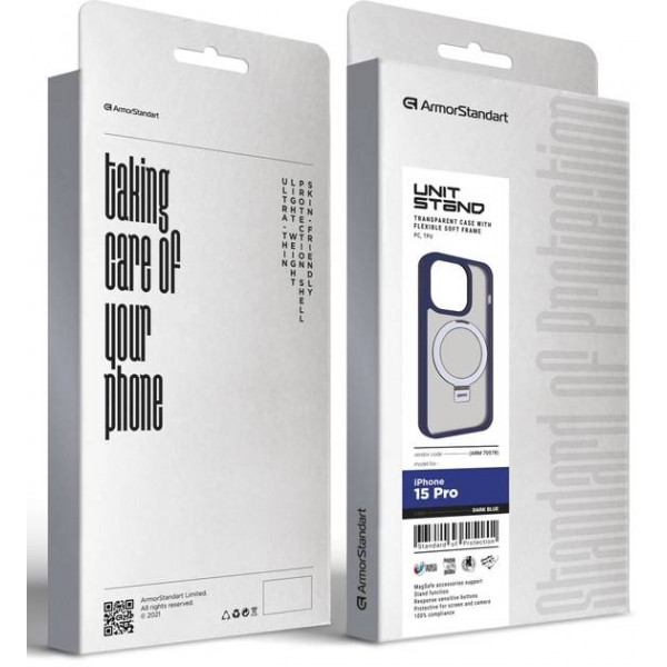 Фото - Чохол для смартфону Armorstandart Unit Stand for Apple iPhone 15 Pro Dark Blue (ARM70578)