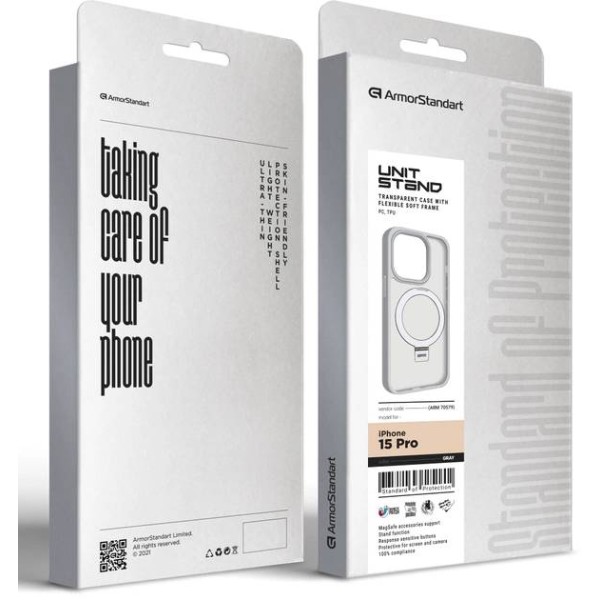 Фото - Чехол для смартфона Armorstandart Unit Stand for Apple iPhone 15 Pro Grey (ARM70579)