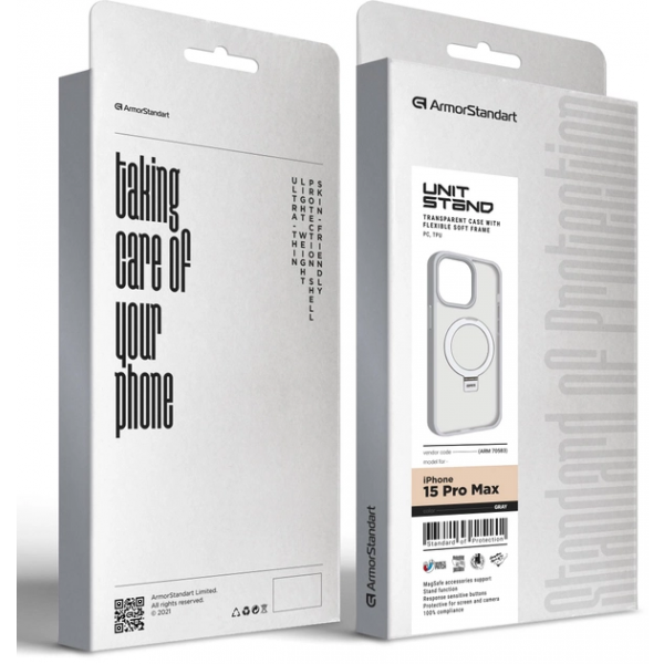Фото - Чехол для смартфона Armorstandart Unit Stand for Apple iPhone 15 Pro Max Grey (ARM70583)