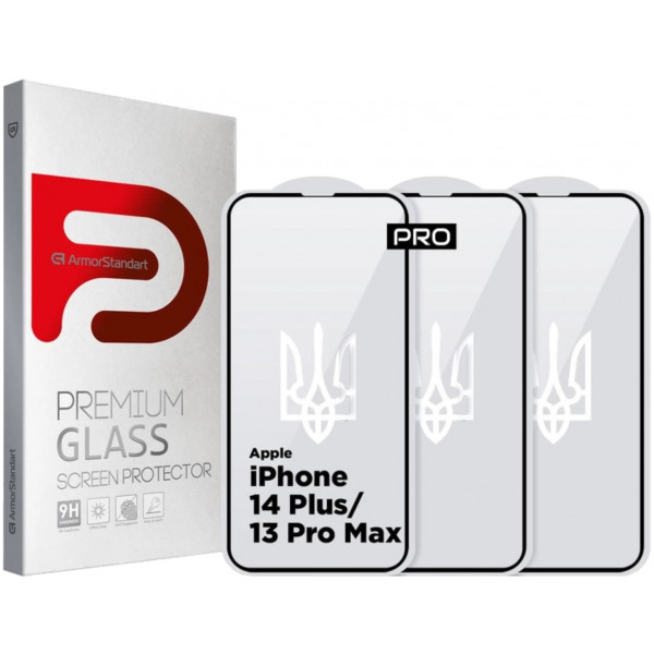 Фото - Захисне скло для смартфону Armorstandart Pro 3D LE for Apple iPhone 14 Plus/13 Pro Max Black 3 шт (ARM77600)