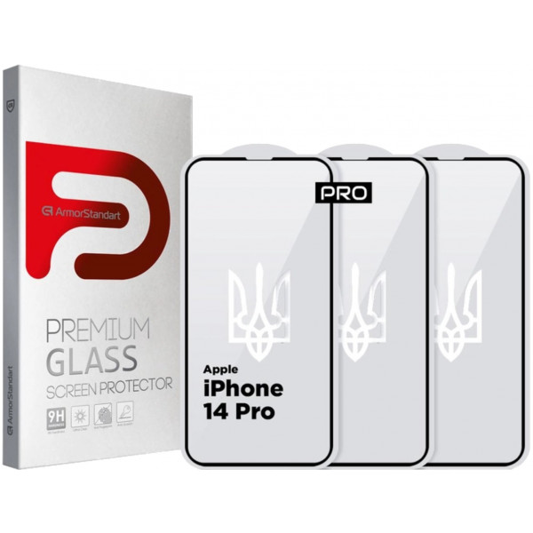 Фото - Захисне скло для смартфону Armorstandart Pro 3D LE for Apple iPhone 14 Pro Black 3 шт (ARM77601)