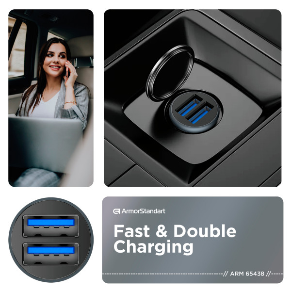 Фото - Автомобільний зарядний пристрій Armorstandart xUSB QC3.0 Grey (ARM65438)