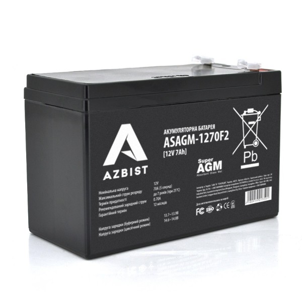 Фото - Акумулятор для ДБЖ Azbist 12V 7AH (ASAGM-1270F2/01350) AGM