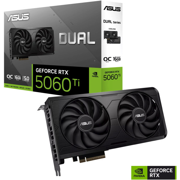 Фото - Відеокарта Asus GeForce RTX 5060 Ti 16GB GDDR7 Dual EVO OC (DUAL-RTX5060TI-O16G-EVO BULK)