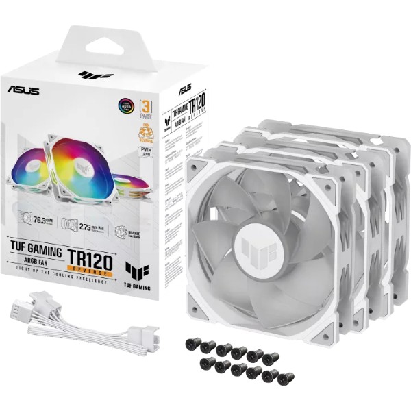 Фото - Корпусный вентилятор Asus TUF GAMING TR120 FAN ARGB REVERSE WHITE 3IN1