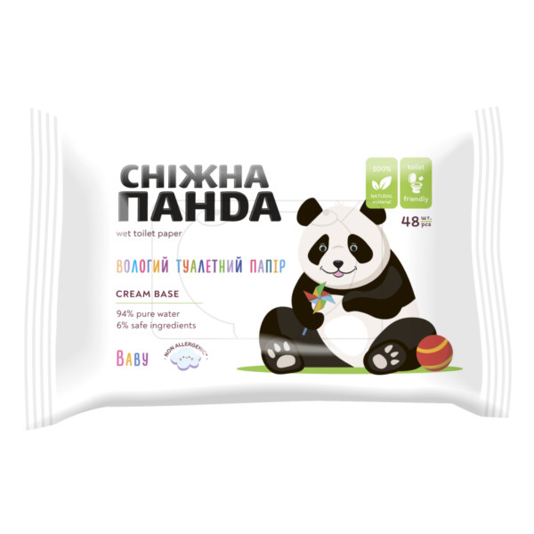 Фото - Влажная туалетная бумага детская Сніжна панда Baby Cream 48 шт. (4820183972668)