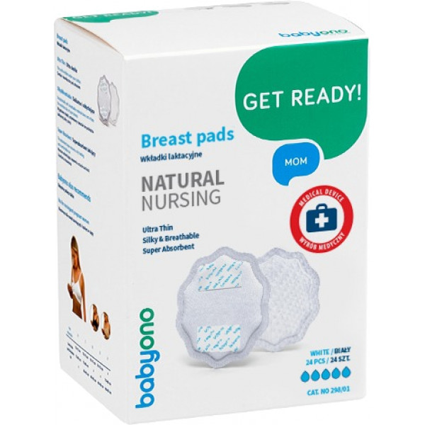 Фото - Прокладки для грудей BabyOno Natural nursing білі 24шт (298/01) Фото - Прокладки для грудей BabyOno Natural nursing білі 24шт (298/01)