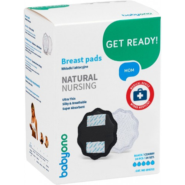 Фото - Прокладки для грудей BabyOno Natural nursing чорні 24шт (298/02)