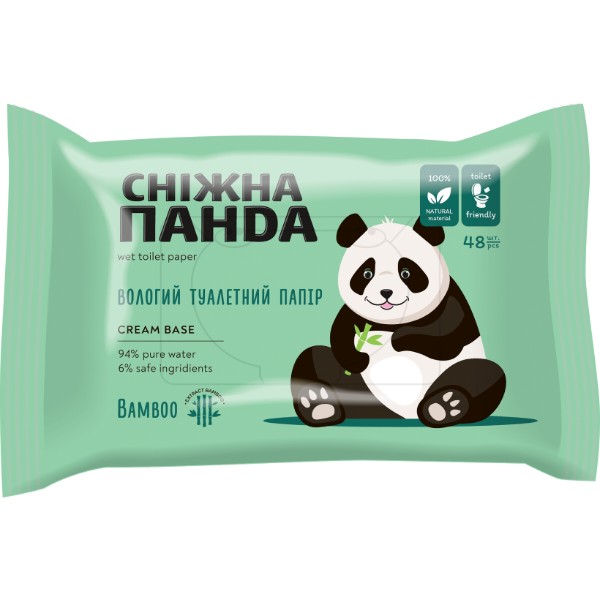 Фото - Влажная туалетная бумага Сніжна панда Bamboo Cream 48 шт. (4820183972637)