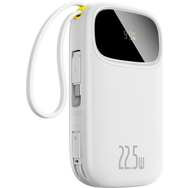 Фото - Батарея мобільна Baseus EnerFill FC31 Digital Display with 2 Built-in Cables 20000mAh 22.5W Moon White (P10082107213-00)