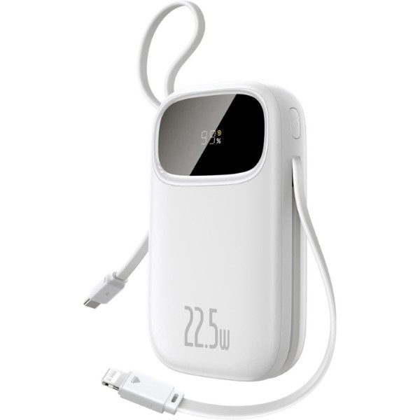 Фото - Батарея мобільна Baseus EnerFill FC31 Digital Display with 2 Built-in Cables 20000mAh 22.5W Moon White (P10082107213-00)