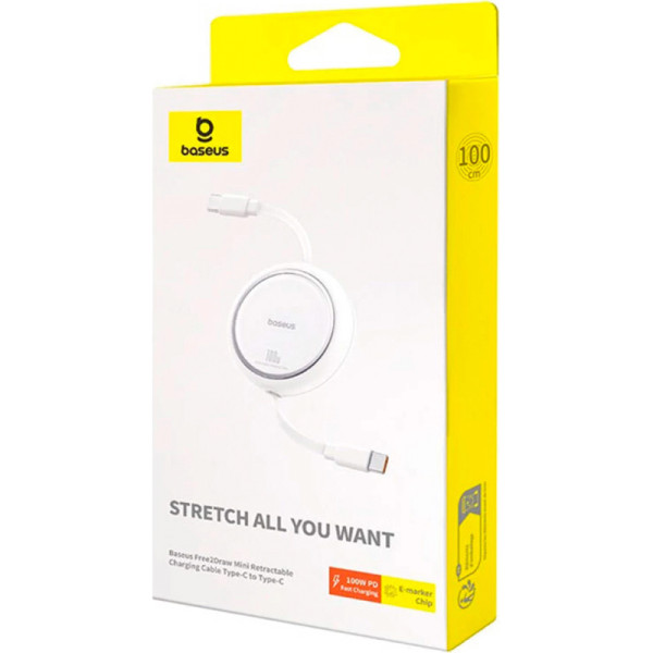 Фото - Кабель Baseus Free2Draw Mini Retractable Charging Cable Type-C to Type-C 100W 1m Moon White (P10364500211-00)