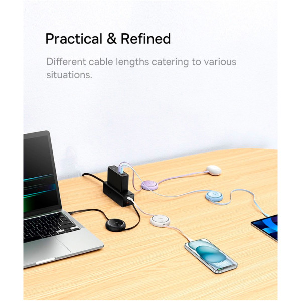 Фото - Кабель Baseus Free2Draw Mini Retractable Charging Cable Type-C to Type-C 100W 1m Moon White (P10364500211-00)
