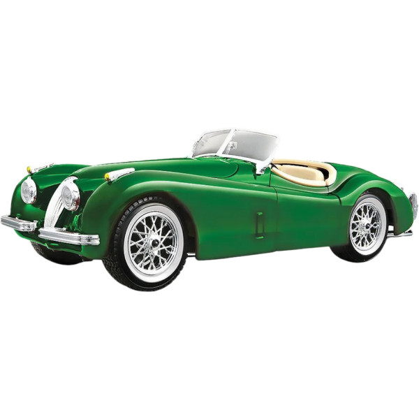 Фото - Коллекционная машинка 1:24 Bburago Jaguar XK 120 (1951) (ассорти вишневый, серебристый, темно-зеленый, 1:24) (18-22018)