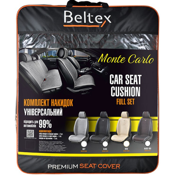 Фото - Комплект накидок на сидіння автомобіля Beltex Monte Carlo Black-red (BX81110)