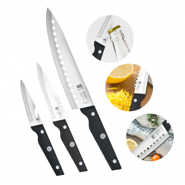 Фото - Набір ножів Bergner Pro reeco 3 пр. (BG-41026-DBL)