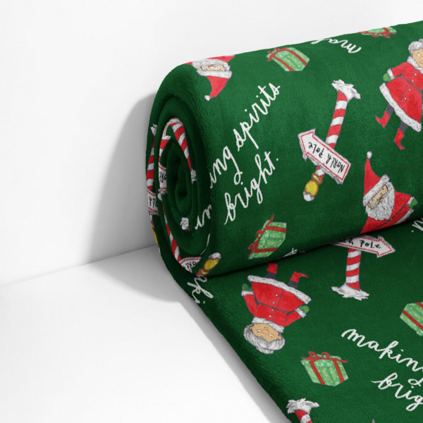 Фото - Плед односпальний Biltex новорічний Santas family 150х200