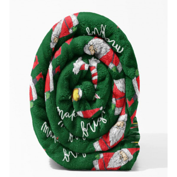 Фото - Плед односпальний Biltex новорічний Santas family 150х200