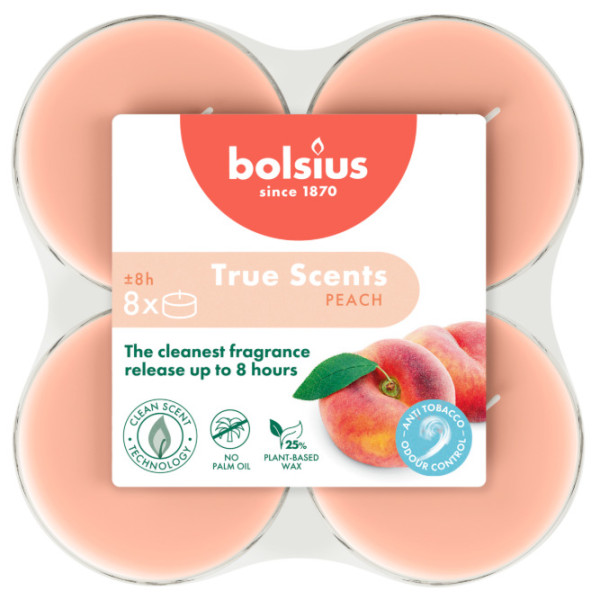 Фото - Свічка чайна Bolsius Персик, антитютюн 8 шт. (221880)