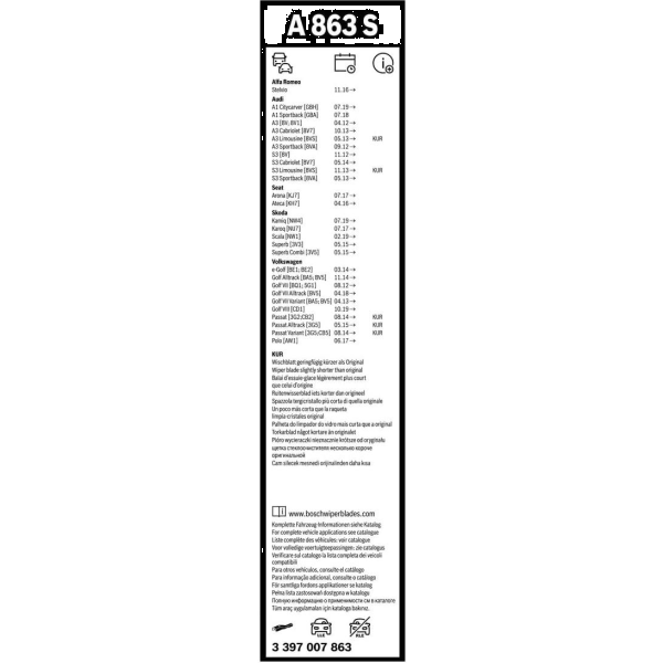Фото - Щетка стеклоочистителя Bosch Aerotwin бескаркасный комплект 600/450мм (3 397 007 863)