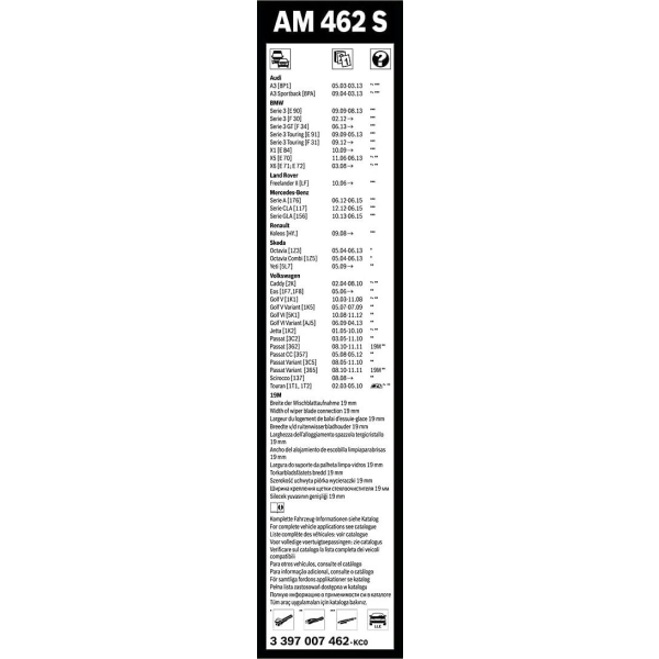Фото - Щетка стеклоочистителя Bosch Aerotwin Multi Clip бескаркасный комплект 600/475мм (3 397 007 462)