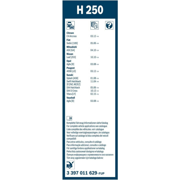 Фото - Щітка склоочисника Bosch Twin каркасний 250мм задній (3 397 011 629)