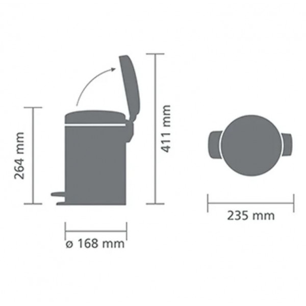 Фото - Бак для сміття з педаллю Brabantia Pedal Bin 3 л 304408