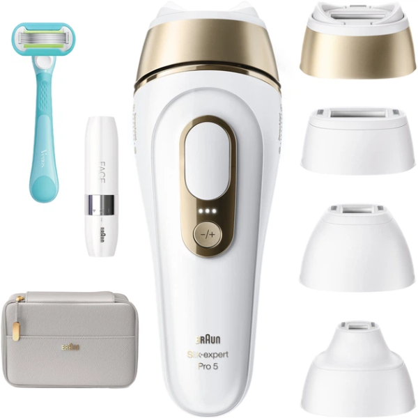 Фото - Фотоэпилятор Braun Silk Expert Pro 5 PL5412 + Тример для лица + Бритва Gillette Venus Extra Smooth + Косметичка (8700216938006)