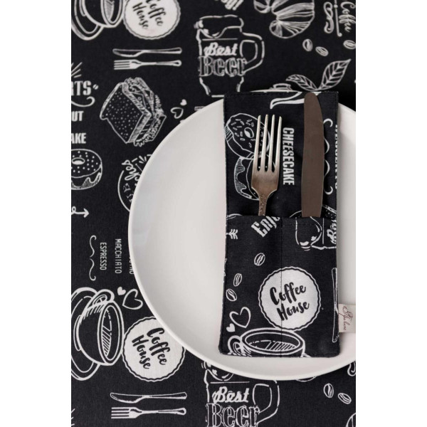 Фото - Чохол для столових приборів Прованс Breakfast black 24х10 см (039661)