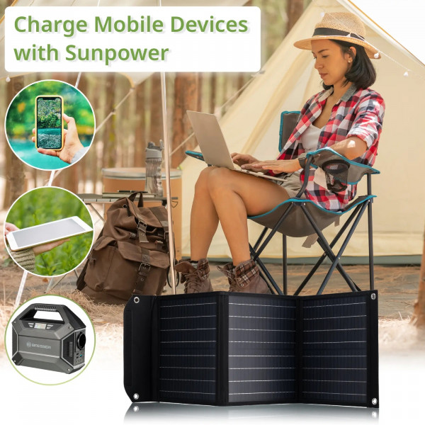 Фото - Портативная солнечная панель Bresser Mobile Solar Charger 40 Watt USB DC (3810040)